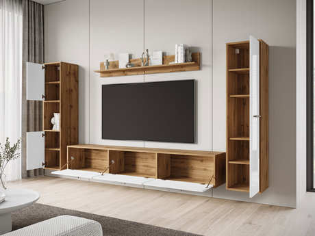 Mobilier living Ikinra XL (Stejar wotan + Negru) 