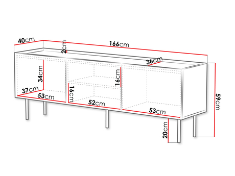 Dulap TV Grotzi 165 3D (Alb + Negru) 