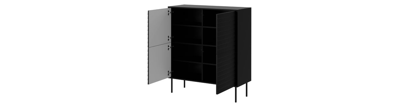 Set mobilier living Hermano I (Negru + Nuc warnia) 