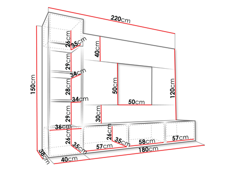 Mobilier living Coprea II (Negru + Marmură negru) 