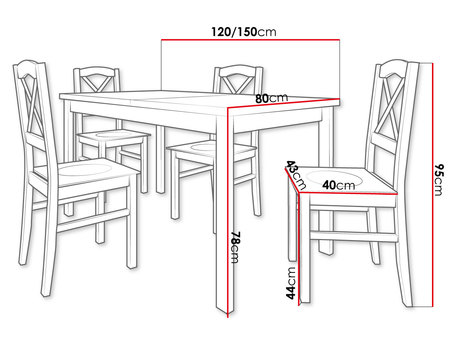 Masă de sufragerie cu 4 scaune AL22 (Negru + Stejar artisan) *lichidare de stoc